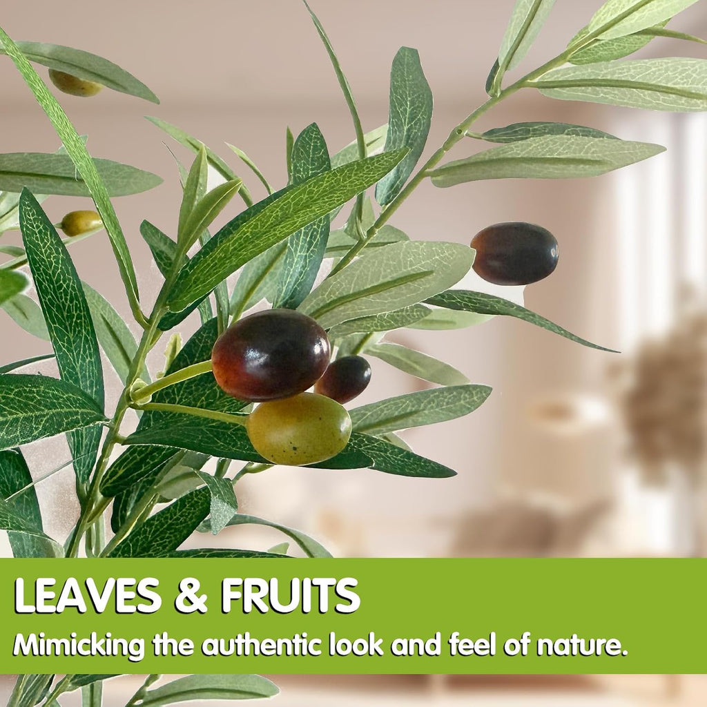 6ft Artificial Olive Tree Indoor, Realistic Fake Olive Tree with Lifelike Fruits, Faux Tall Plant Cafe Hotel