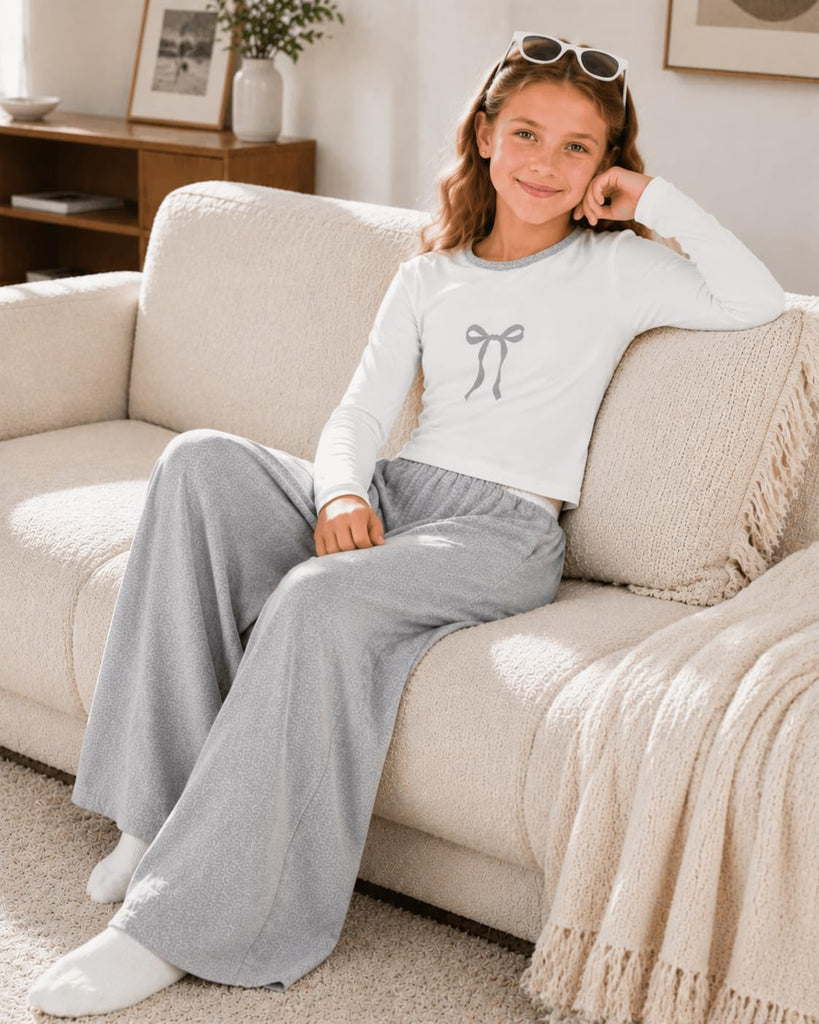 Tween Girls Clothes 2 Piece Outfit Long Sleeve Top + Wide Leg Pants Girl Trendy Clothing Set
