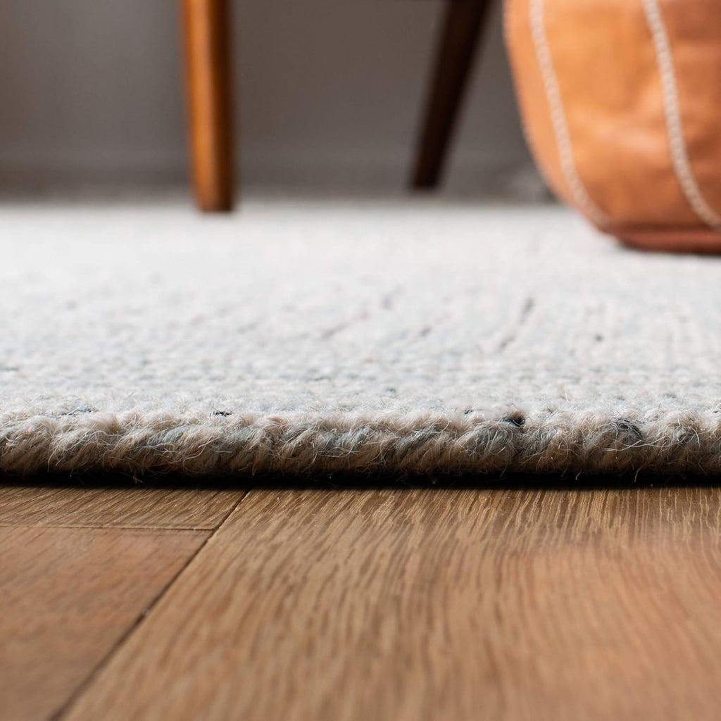 Micro-Loop Area Rug - 10' x 14', Light Grey & Ivory, Handmade Wool