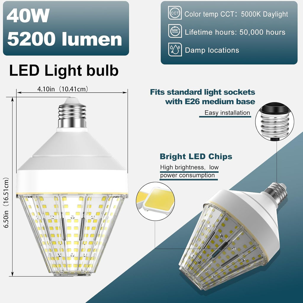 5200 Lumen LED Corn Cob Light Bulb,40W