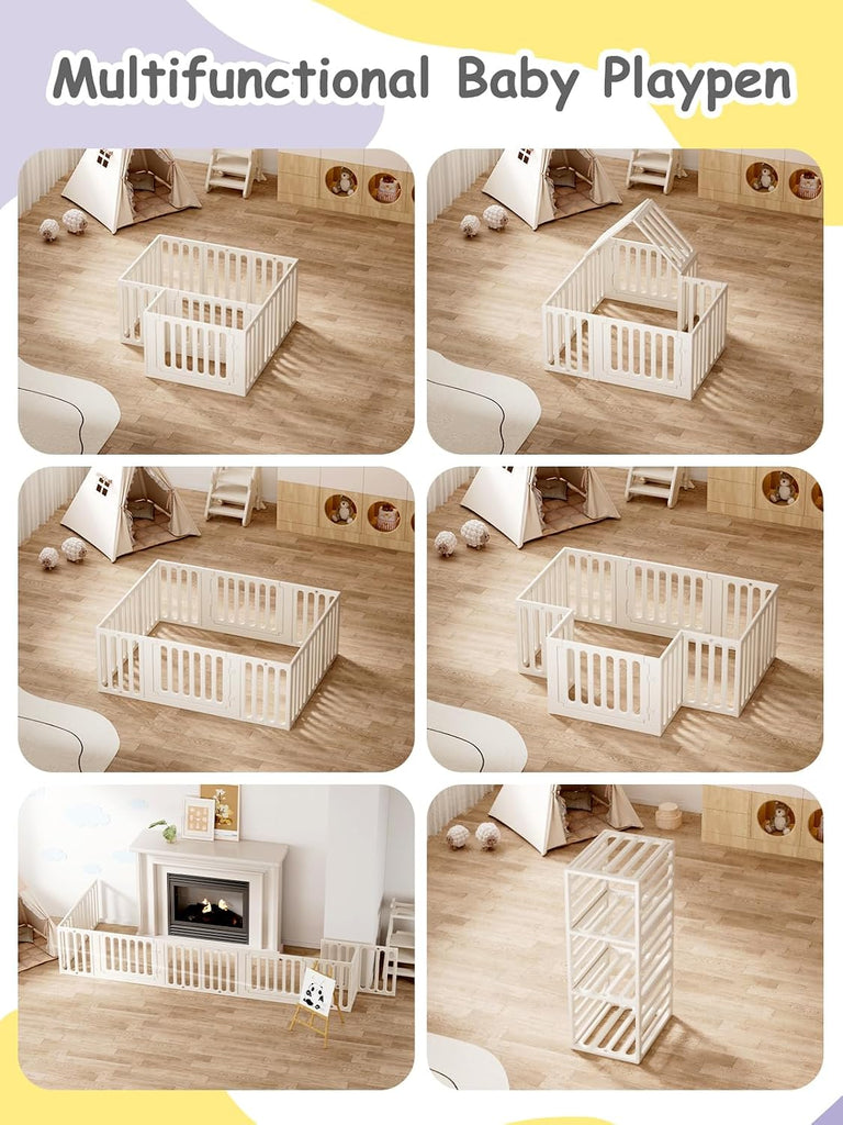 Baby Playpen, Plastic Play Pen for Babies and Toddlers 1-3, 12 Panels Large Kids Playyard, Indoor & Outdoor Baby
