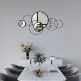 Wall Mirror Decorative 41.34'' x 17.72'' Round Modern Metal Wall Mirrors Set Circle Plates Overlapping Decorations
