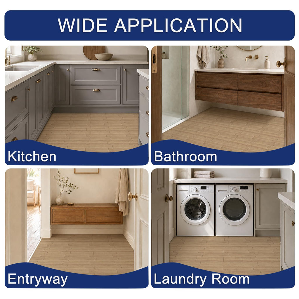 Thick Peel and Stick Floor Tile, Imitation Wood Grain Vinyl Flooring, Waterproof DIY Self-Adhesive Flooring Tiles