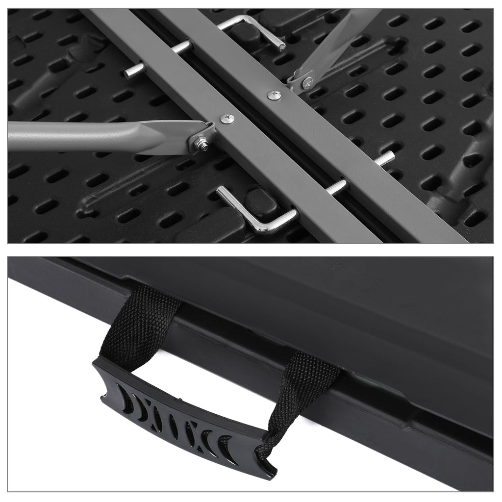 4ft Plastic Folding Table with Built in Carry Handle, Black