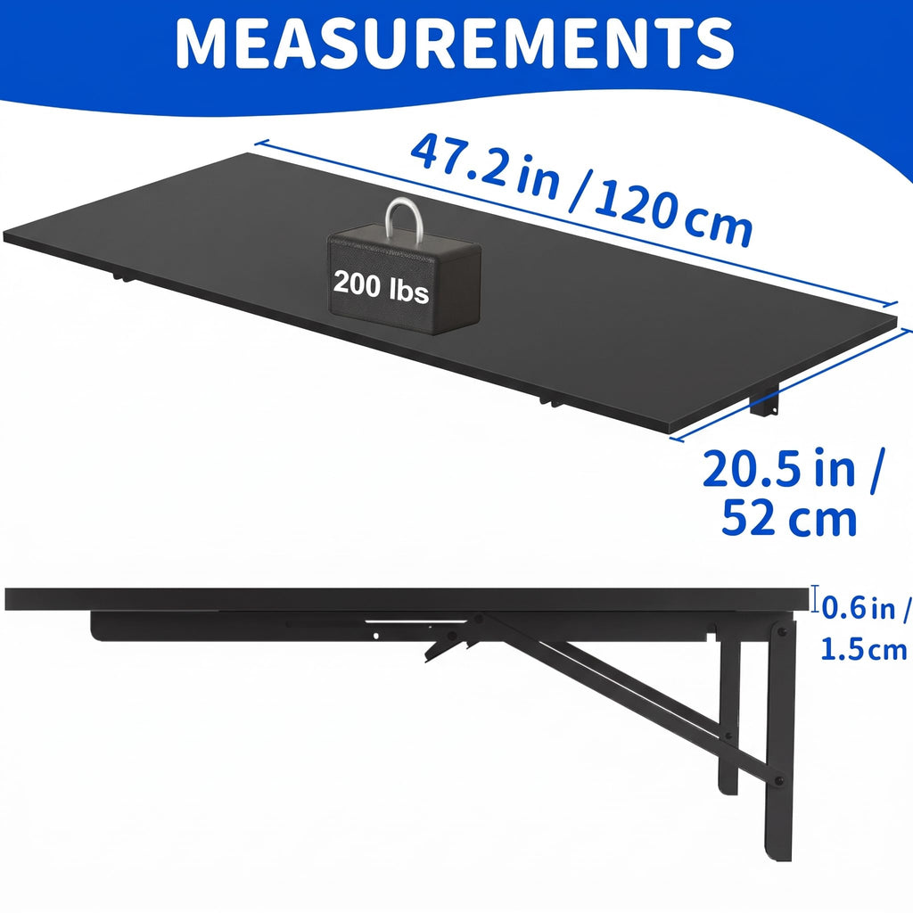 Wall Mounted Folding Table, Fold Down Desk Laundry Folding Table Wall Mounted for Laundry Room/Home Kitchen, Length