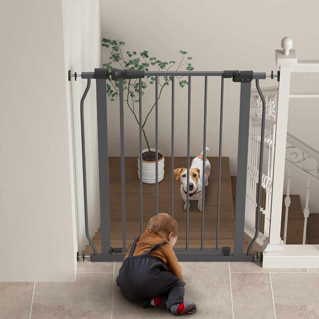 Baby Gate for Stairs Doorways, 29.1-33.8" Extra Wide 36" Tall Dog Gate with Auto-Close, Pressure Mounted Walk Through