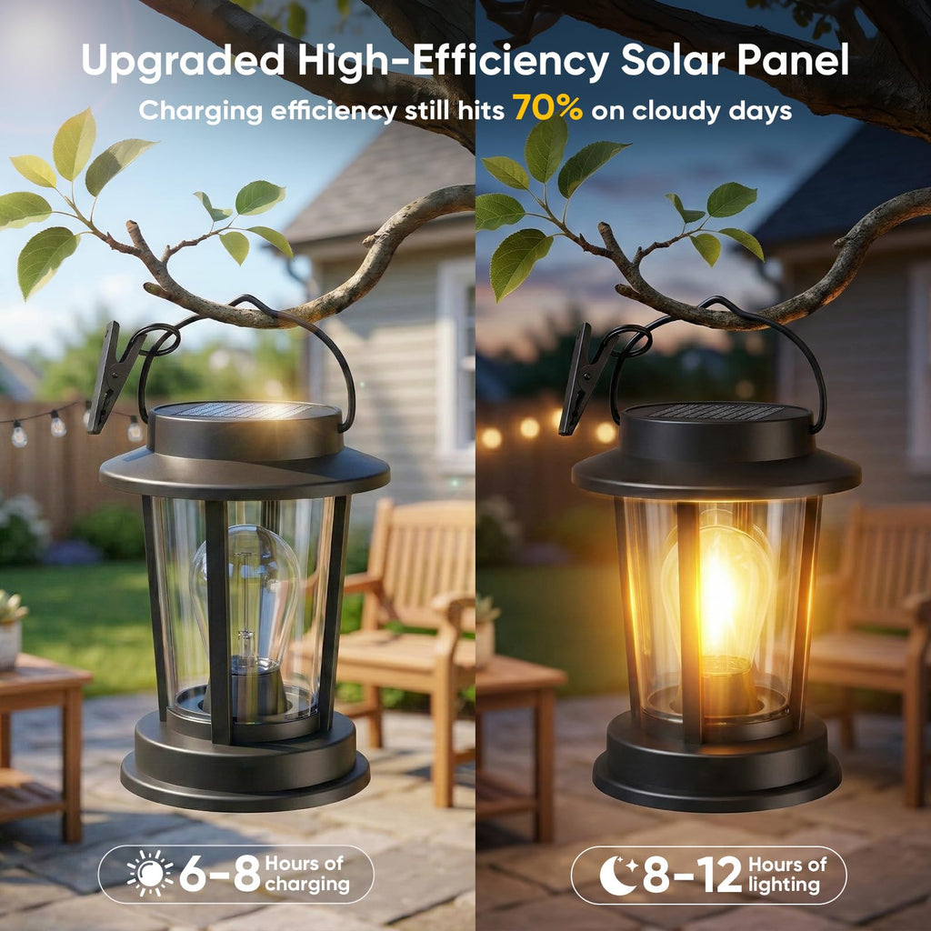 Hanging Solar Lanterns Outdoor Waterproof: 2 Pack Accent Lantern