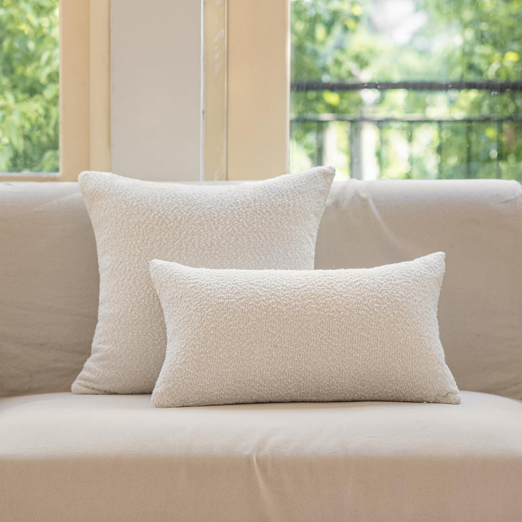 Decorative Throw Pillow Covers 22x22 Inch Pack of 2, Textured Boucle Neutral Cushion Cases for Bed Couch Sofa, Accent