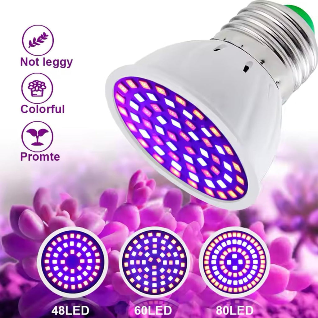 Grow Bulb E27, Full Spectrum LED Grow Light, 80LED,4 Pack