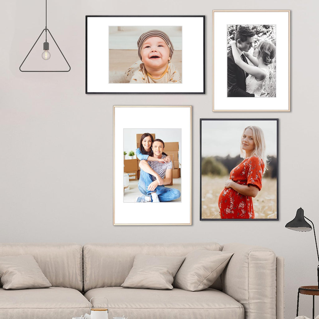 8.5x11 Brass Picture Frames 3Pack, Fits 5x7 Mat, Tabletop & Wall