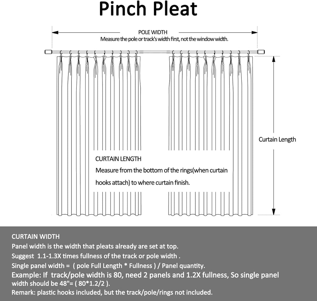 Soft Velvet Curtains Pinch Pleated Velvet Textured Drapes Panels for Bedroom Meetingroom Club Theater Living Room 50W