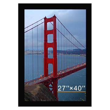 27x40 Poster Frame for Wall Display with HD Plexiglas, Engineered Wood for 27 x 40 Picture, Black, 1 Pack