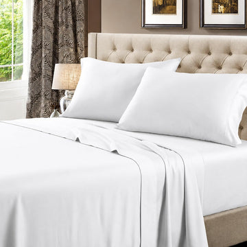 Tradition Made in USA- Low Profile Sheet Set (6-10 Inches) Pure Cotton 608 Thread Count, Bed Sheets, Solid