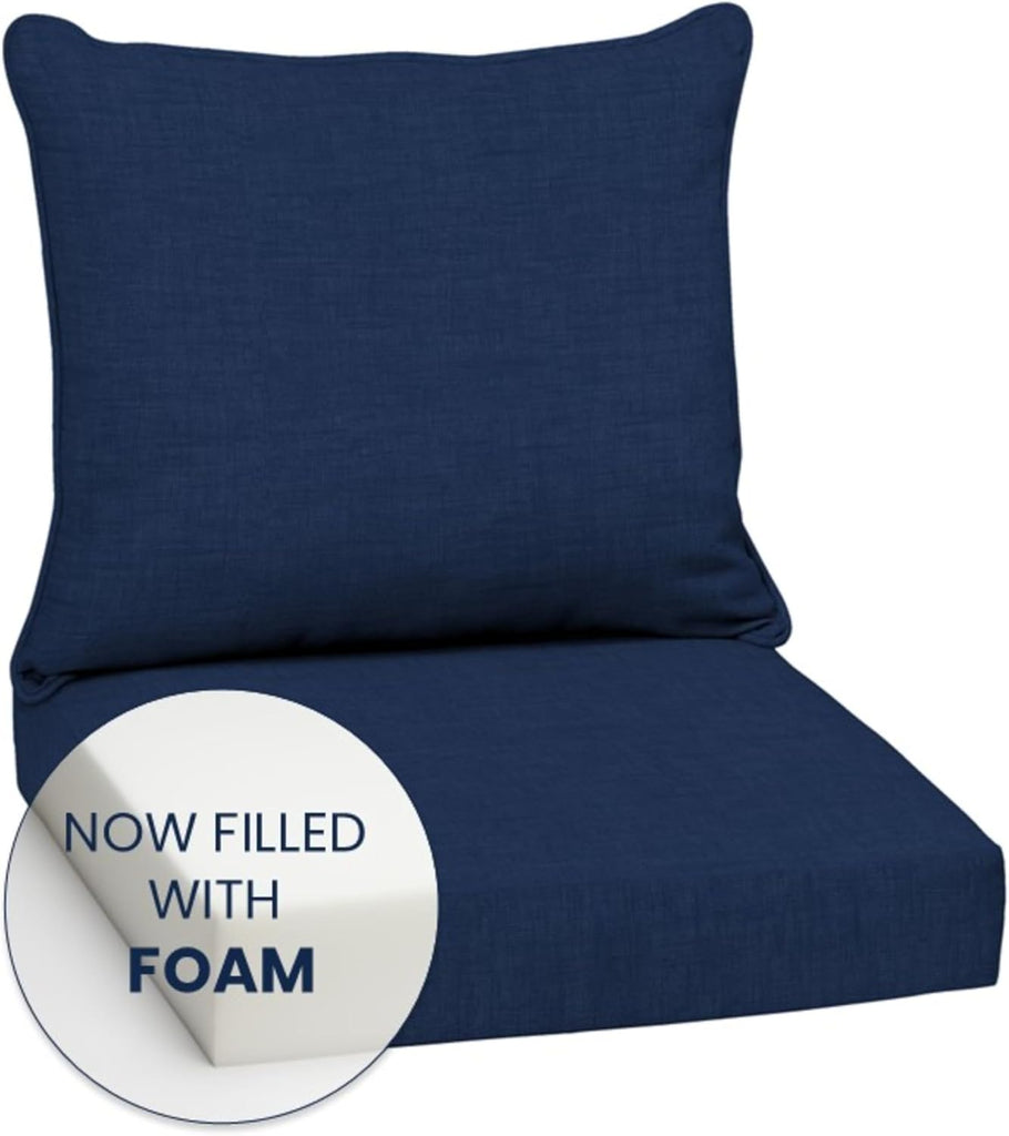 Outdoor Deep Seat Cushion Set, Foam, 24x24, Sapphire Blue | Sofa, Couch, Conversation Set, Premium High-Density Foam