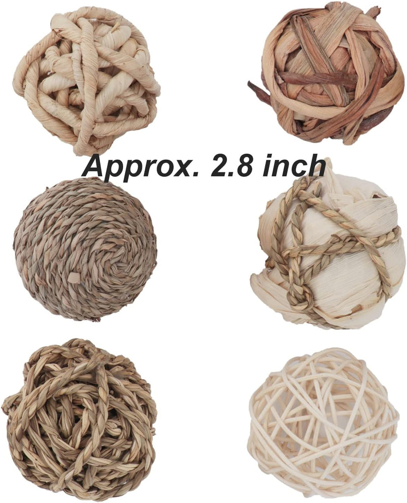Decorative Balls for Centerpiece Bowl Fillers, 2.8 inch Assorted Rattan Wicker Balls Spheres Orbs, Vase - Set of 6