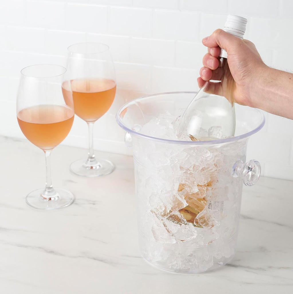 Clear Acrylic Ice Bucket with Handles, 3-Liter Capacity, Durable Wine and Champagne Bucket, Perfect Ice Buckets