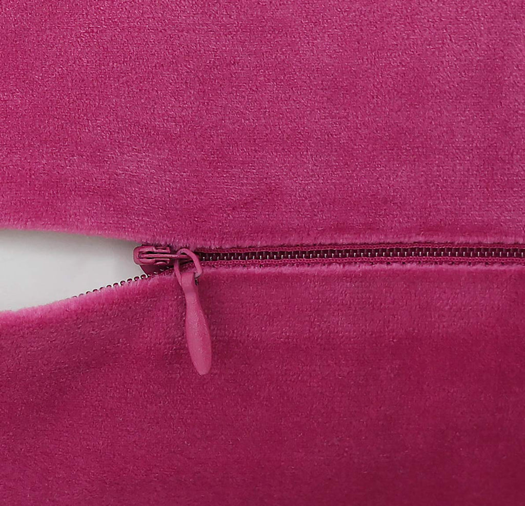 Comfy Soft Thick Velvet Throw Pillow Covers Decorative Solid Square Couch Cushion Cases Sofa Car Decor (Hot Pink, 20