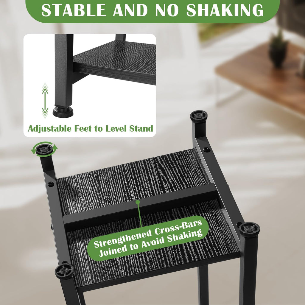 40 Inch Extra Tall Plant Stand Indoor,2 Tier Pedestal Stand,Black | Rock-Solid Stability,Adjustable Feet,0.8x0.8"
