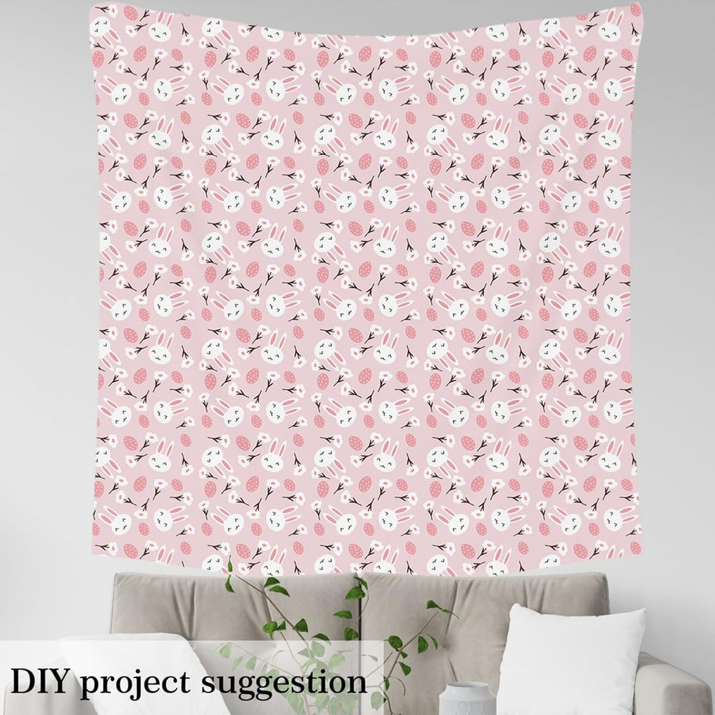 Cartoon Rabbits Easter Fabric by The Yard 2 Yards Soft