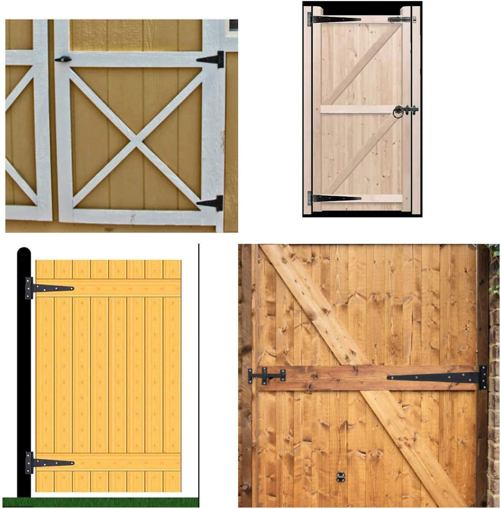 T-Strap Shed Hinge Gate Strap Heavy Duty Hinge Door Barn Gates Hinges (6, 6 inch)