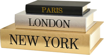Decorative Book Storage Boxes - Hidden Compartment Faux Books - Set of 3