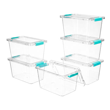 6 Pack 5 Qt Clear Storage Bins with Lids for Toy & Craft Storage
