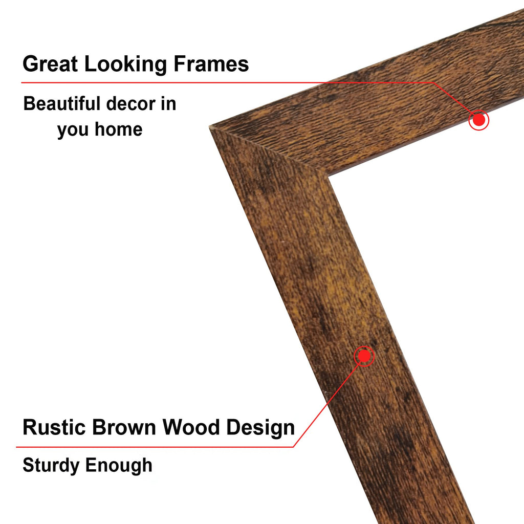 11x14 Frames, Display Pictures 8x10 With mat or 11x14 Prints Without Mat, Wall Mounting, Brown, 6PCS