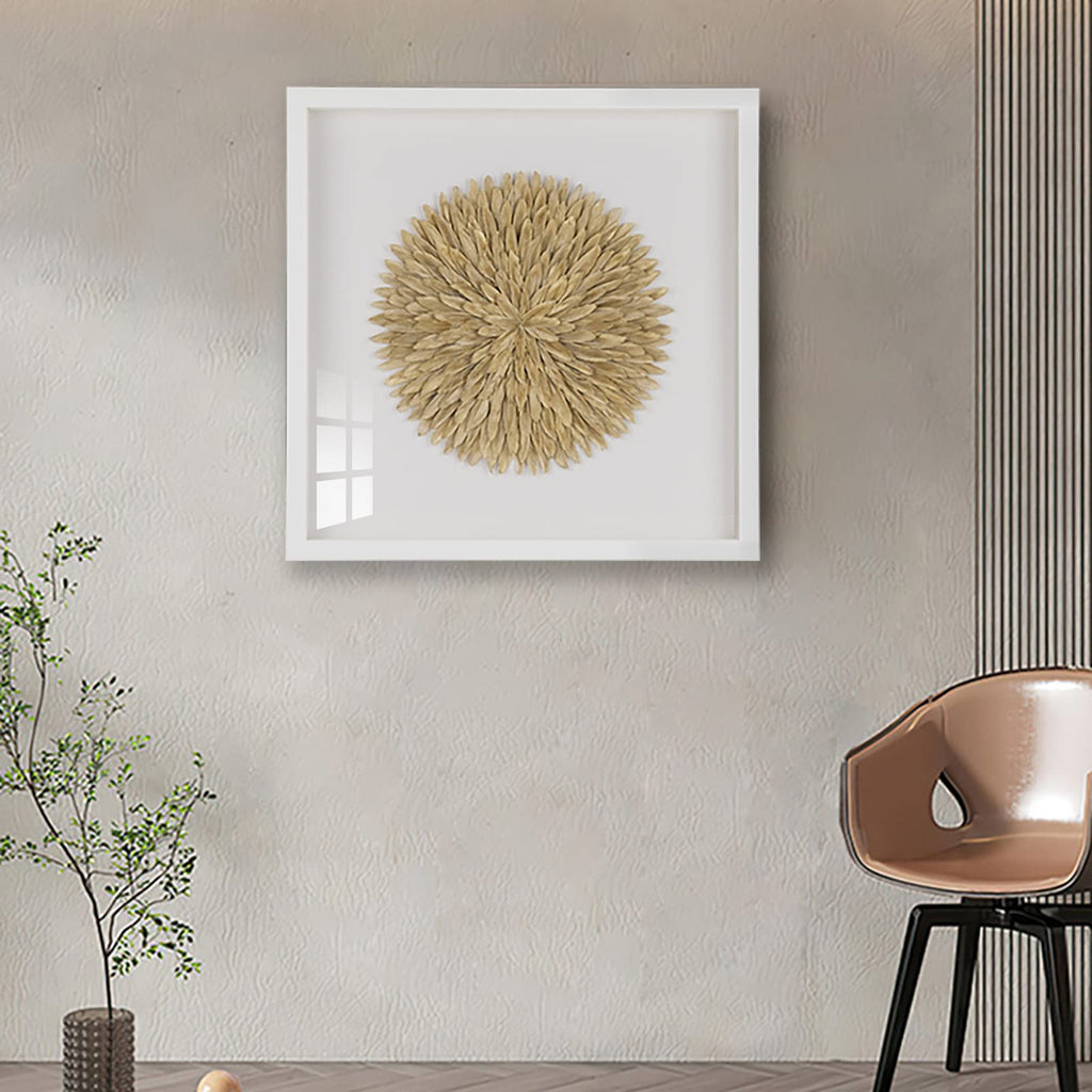 Gold Feather Artwork Paintings, 3D Canvas Art Wall Decor, Modern Wall Art Prints, Large Painting Wall Art With