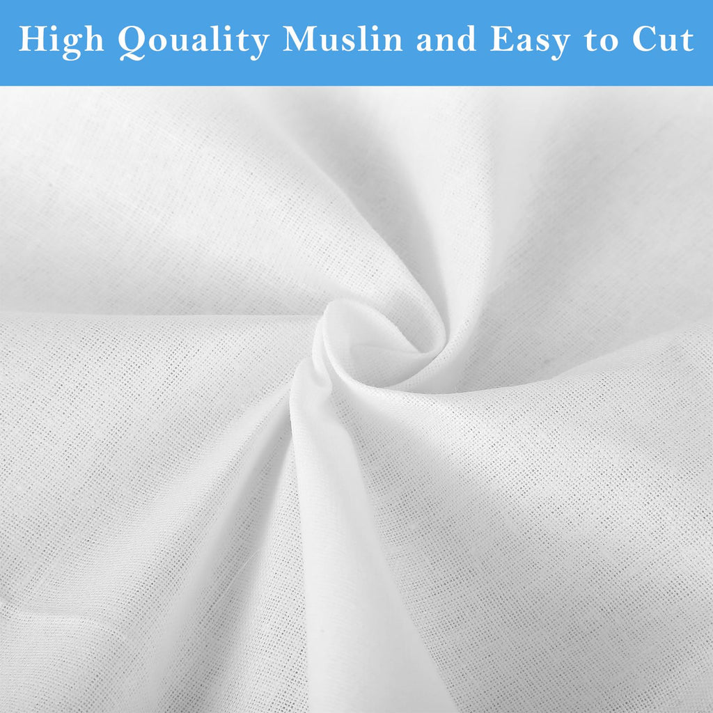 3 Yards White Cotton Fabric by The Yard Fabrics, 59 Inches Wide Medium Weight 100% Natural Cotton Fabrics, Bleached