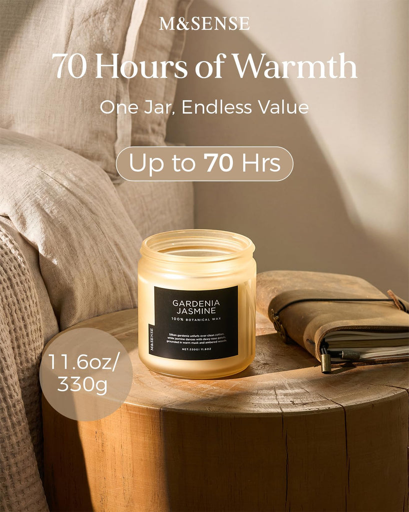 Gardenia Jasmine Scented Candles - 11.6oz Organic Soy Wax