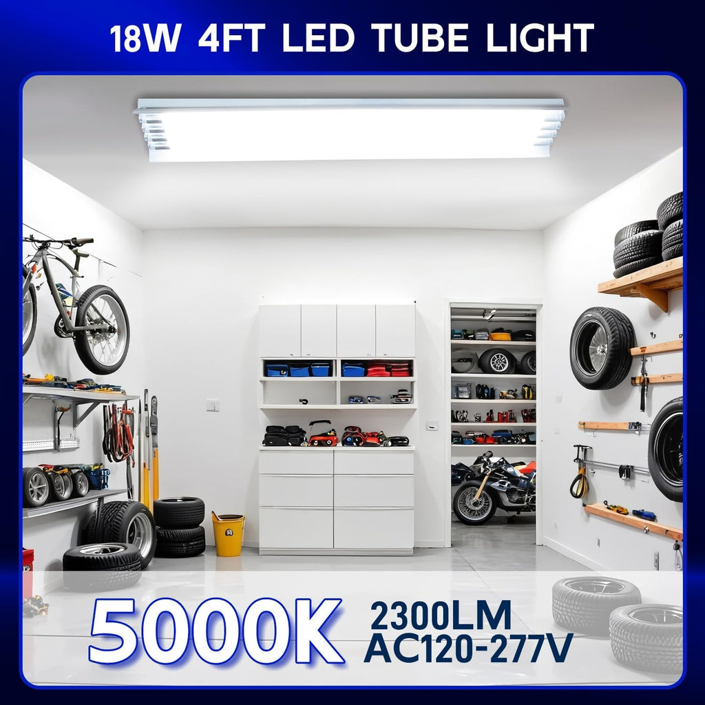 20 Pack 4FT LED T8 Hybrid Type A+B Light Tube, 5000K, 18W, 2300LM