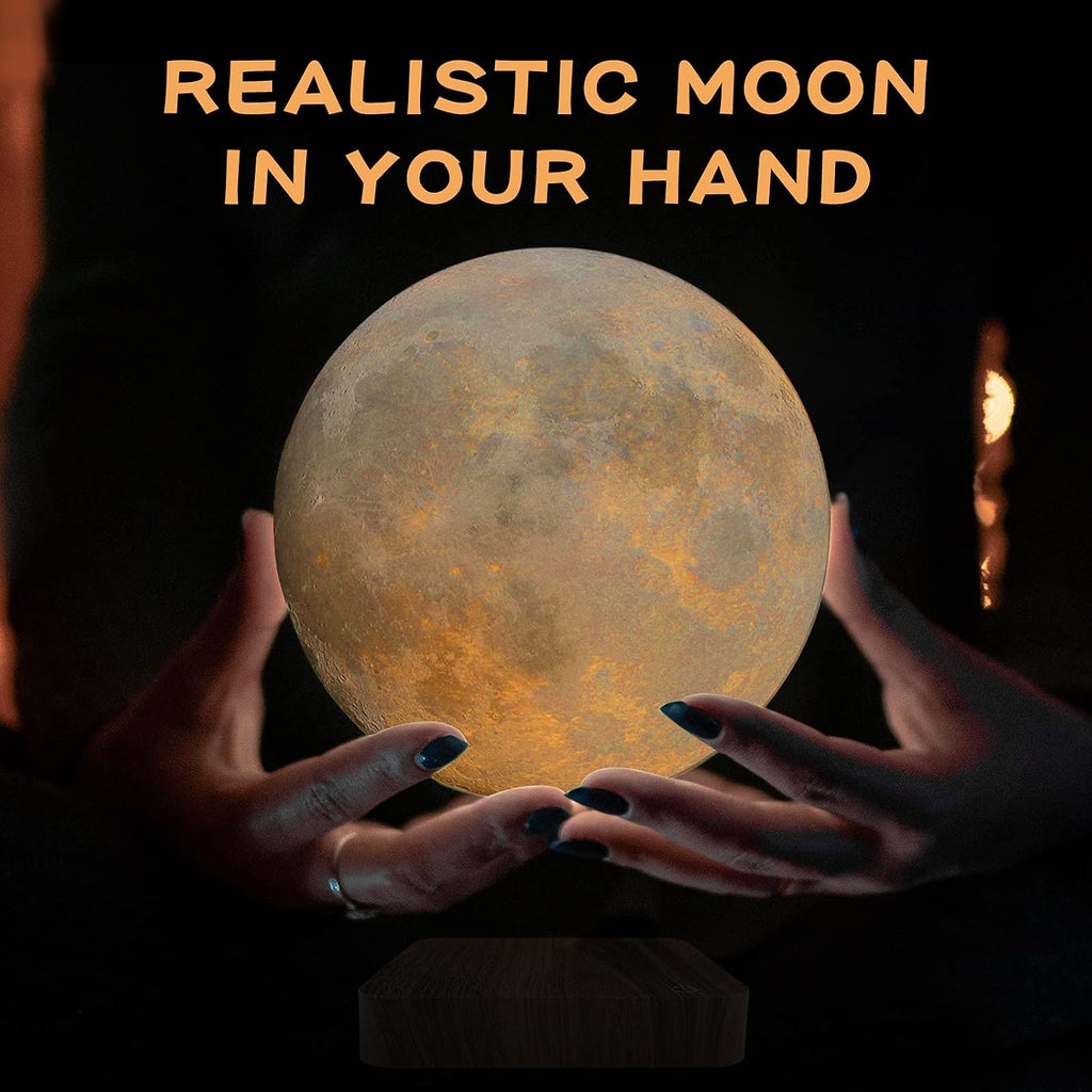 Levitating Moon Lamp, Magnetic Floating Moon Lamp Spinning Luna Night Light with 3 Color Modes, Desk Decor, Bedroom
