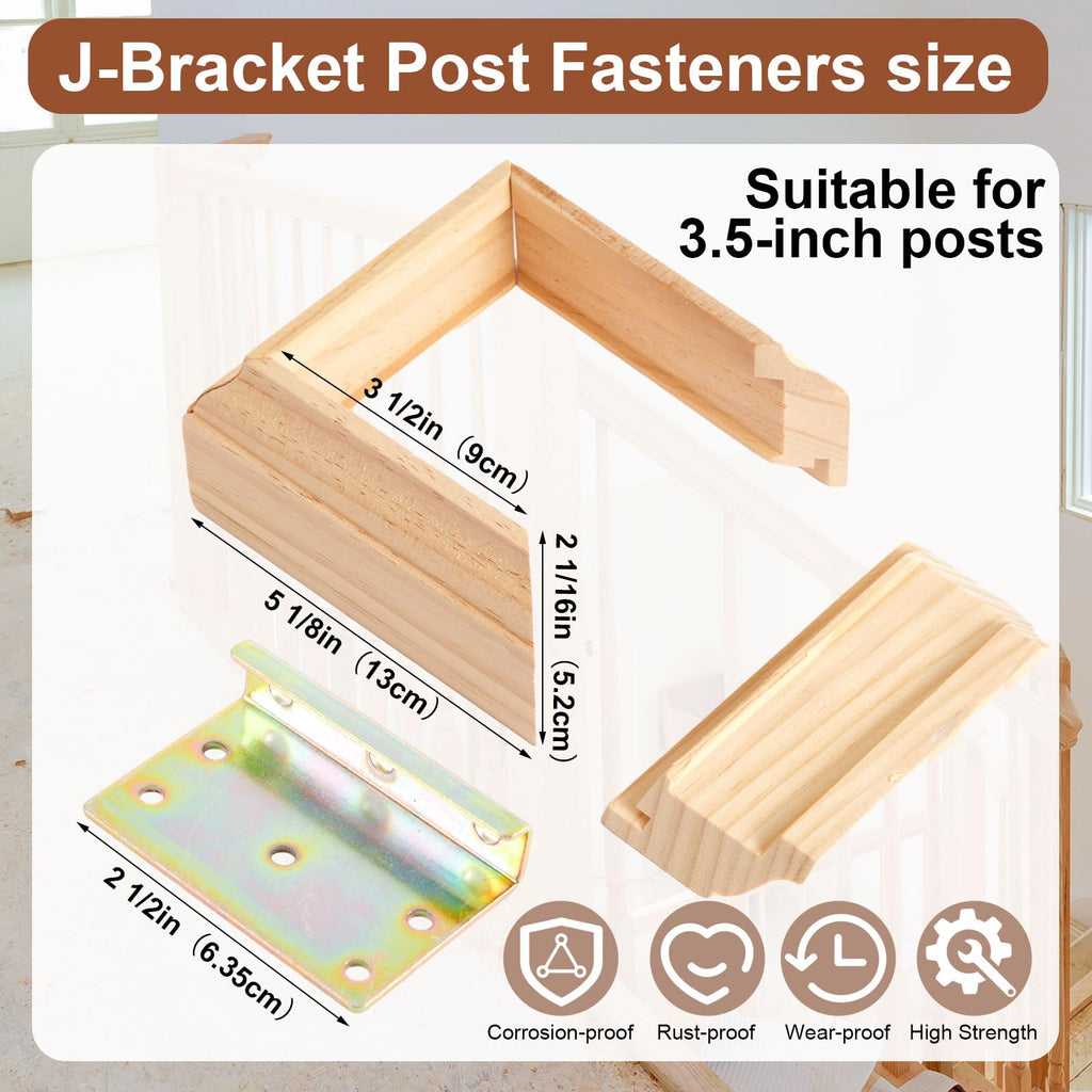 2 Set 3-1/2" Newel Post Mounting Kit, Fastener Installation Kit