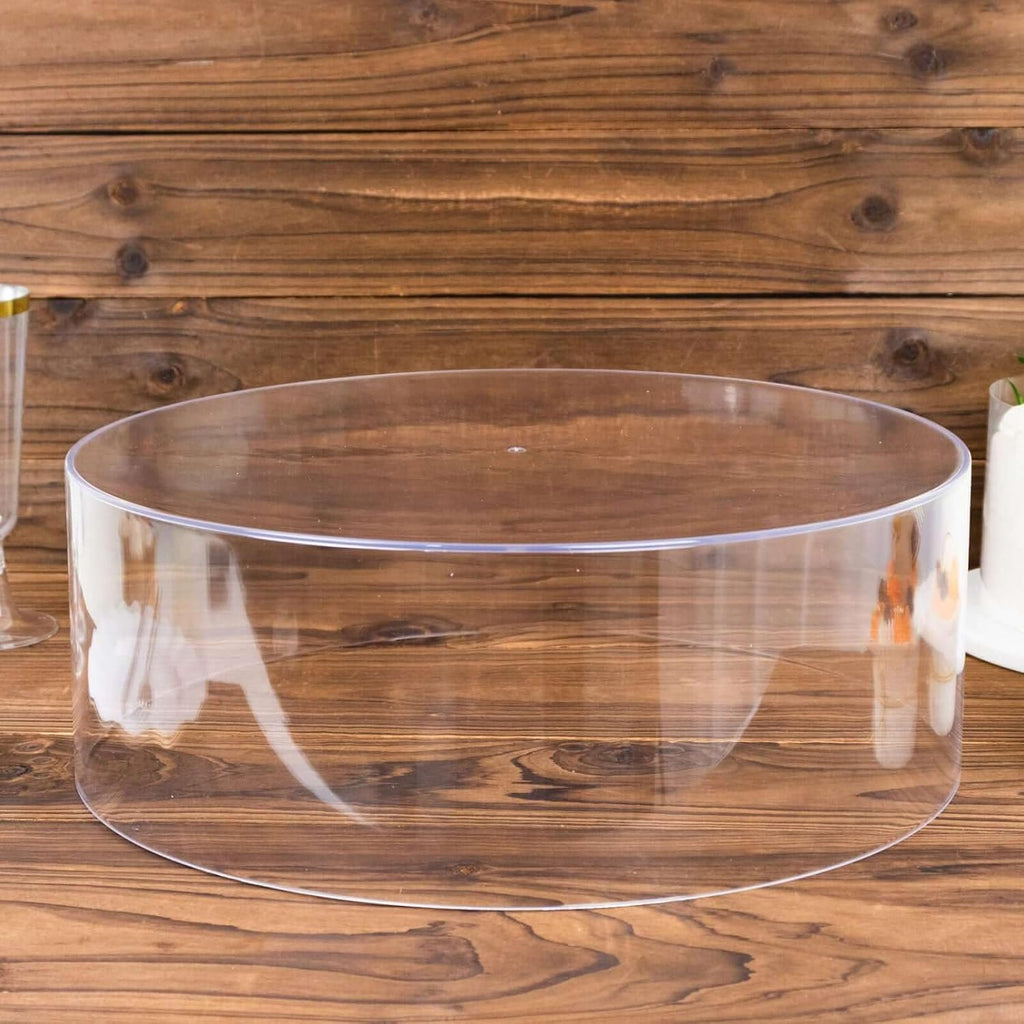 14" Round Clear Acrylic Cake Stand, Transparent Fillable Display Box, Pedestal Riser with Hollow Bottom for Weddings