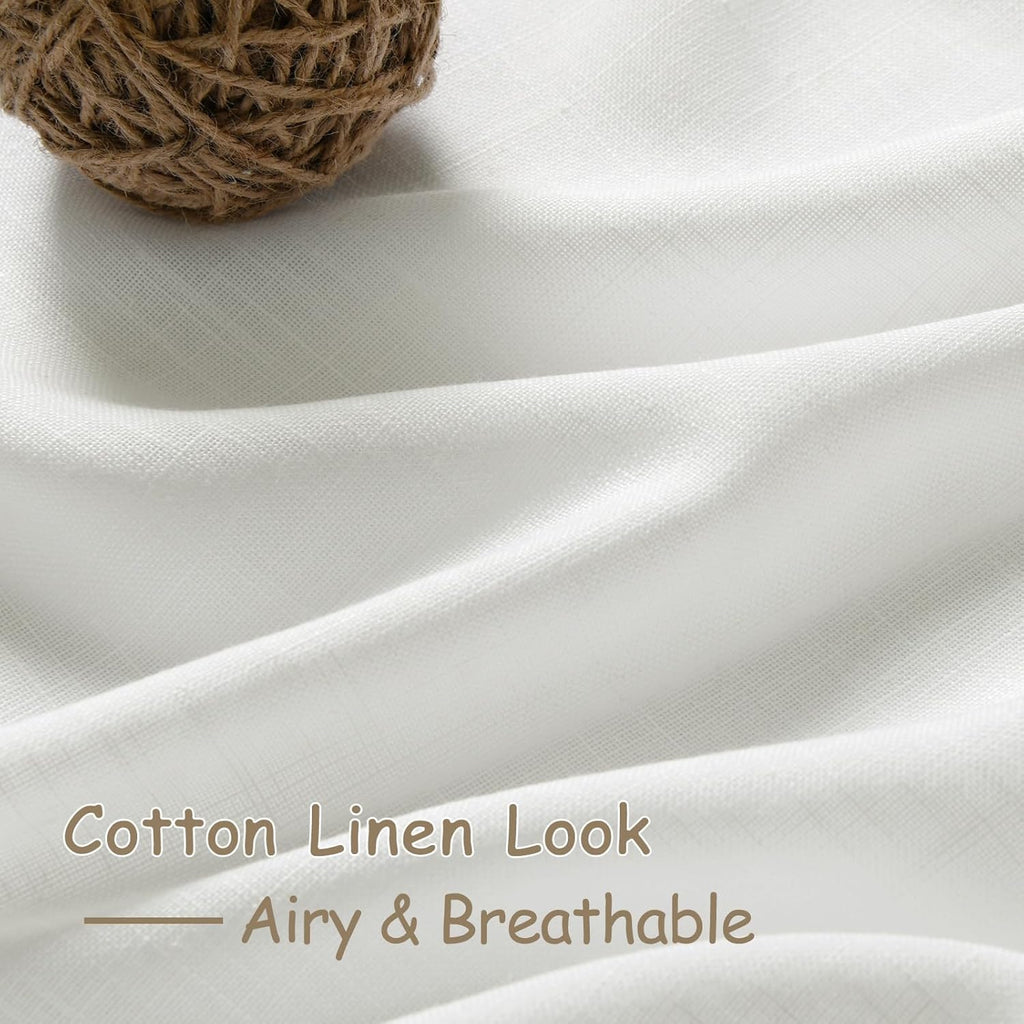 Extra Wide 100 Inch Linen Curtains Divider Light Filtering Semi Sheer Back Tab Patio Curtains for Sliding Door Off