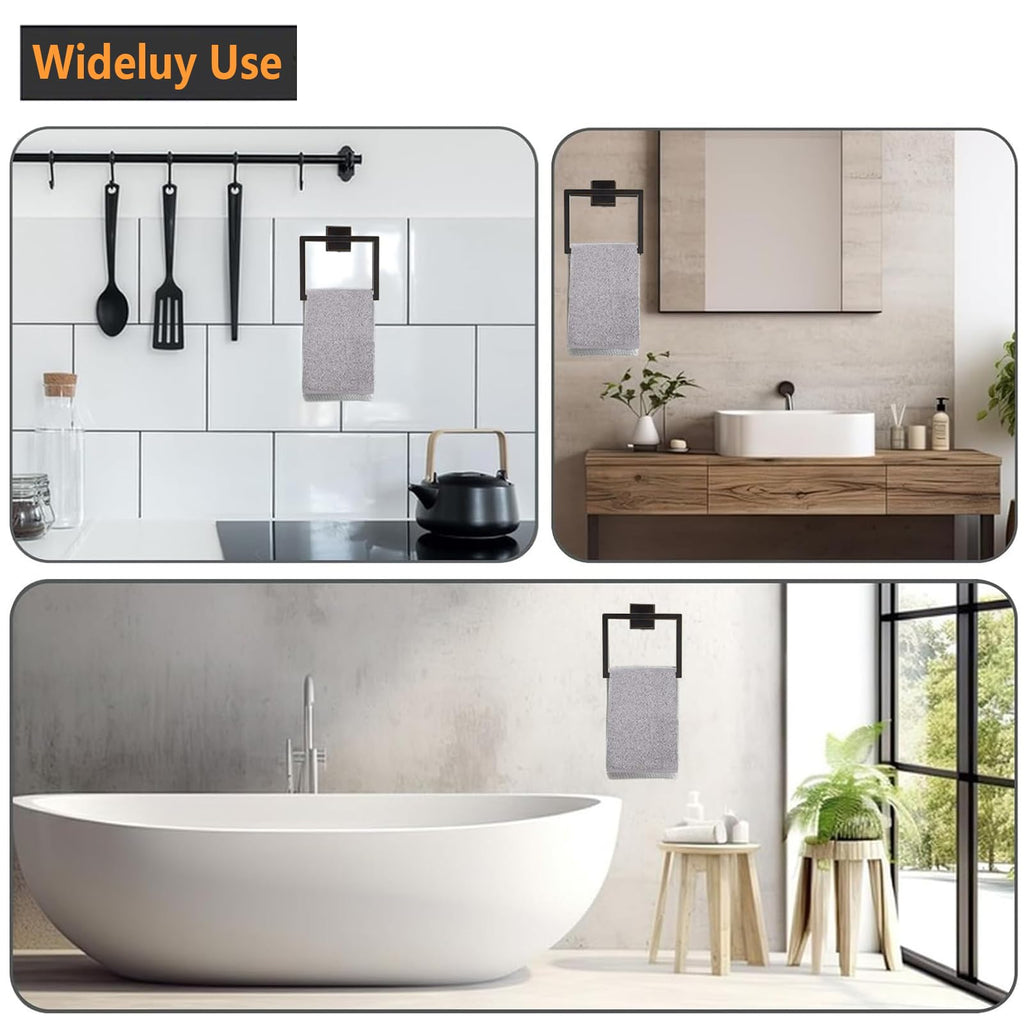 2-Piece Towel Ring - Hand Towel Holder - Matte Black