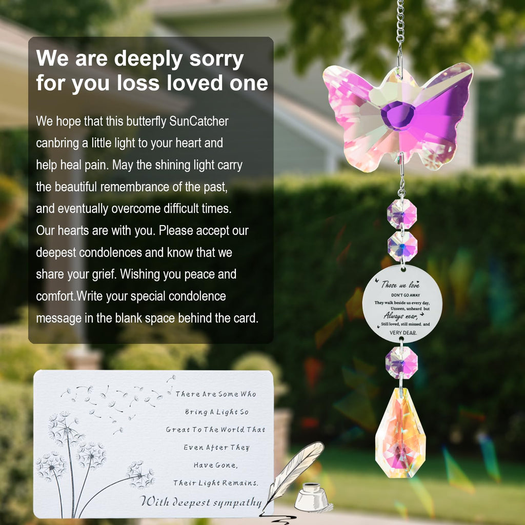 Unique Memorial Sympathy Gifts for Loss Loved One, Bereavement Gift Idea Crystal Butterfly Suncatcher in Remembrance