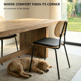 HEAH-YO Modern Dining Chairs Set of 2, Upholstered Faux Leather Rattan Dining Chairs with Backrests