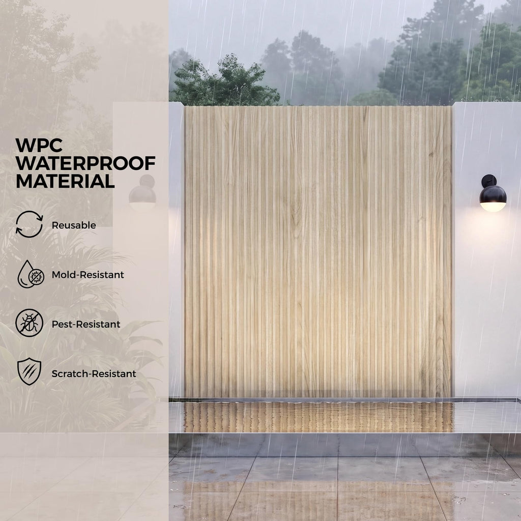 WPC Slat Wall Panels 8 Pack 96" x 8", Waterproof Fluted Wall Paneling, Accent 3D Wall Panel for Wall Decor, Bathroom