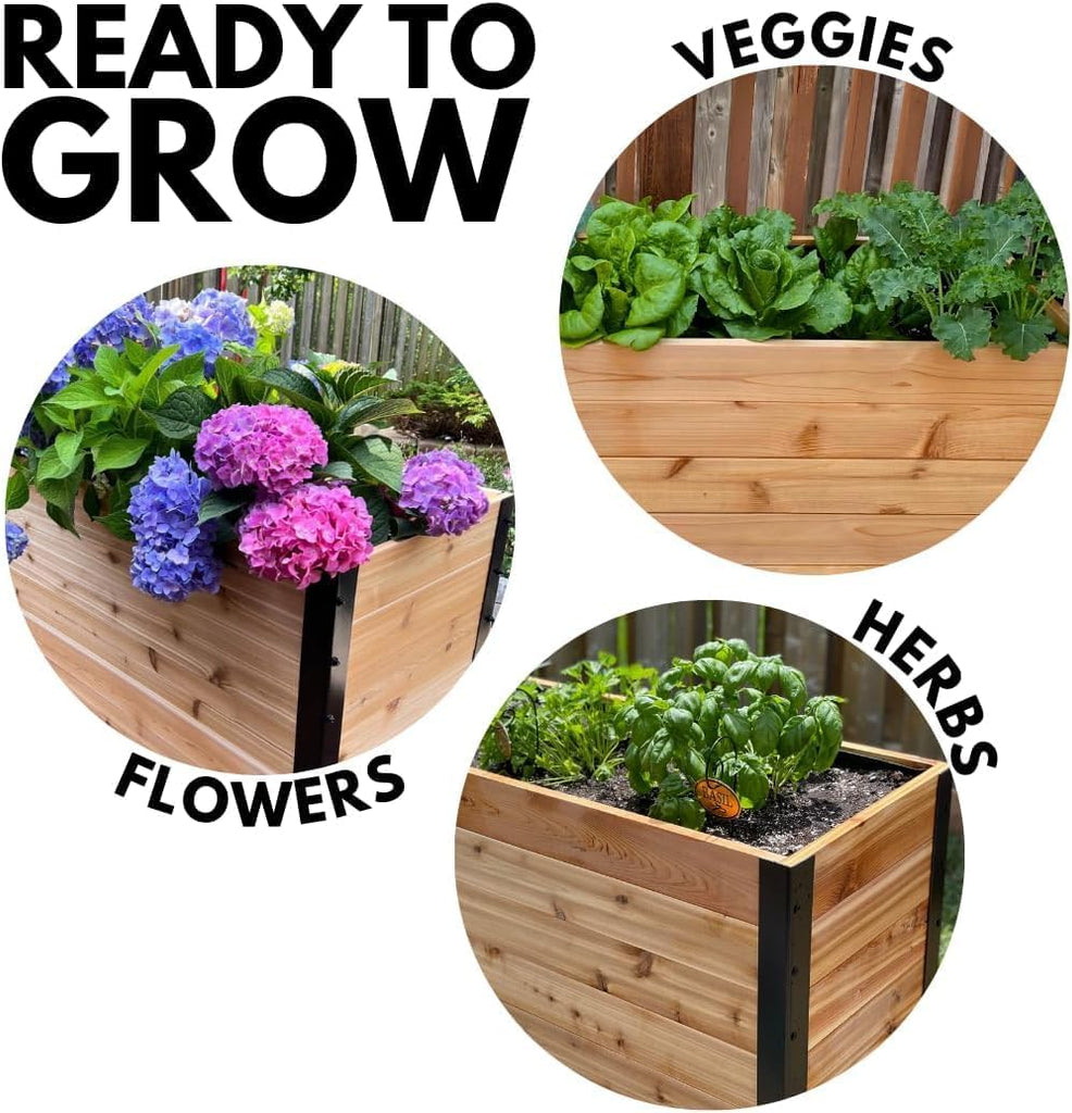 100% Canadian Cedar Wood Elevated Garden Bed for Gardening - Planter Pot to Grow Herbs Flowers, and Vegetables at