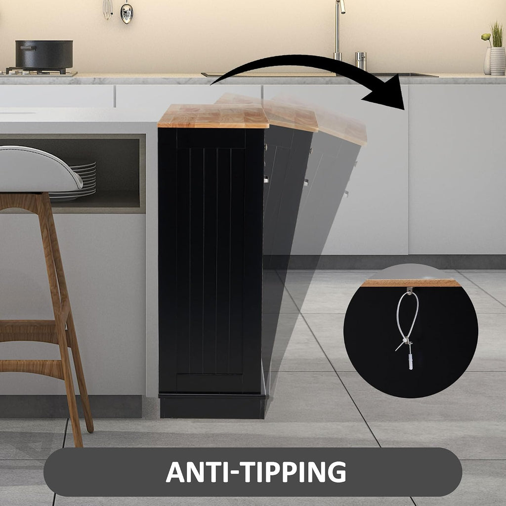 Dual Door Tilt Out Trash Can Cabinet, Pet Proof Recycling Cabinet