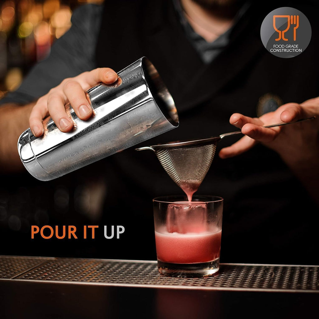 Mixology Bartender Cocktail Shaker Set - Includes 15 & 30 oz Stainless Steel Shakers, 6 Bottle Pourers & More - Set of 15