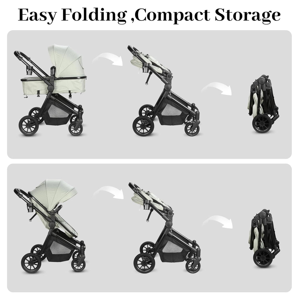 Lightweight in-1 Baby Stroller with Reversible Seat, Green