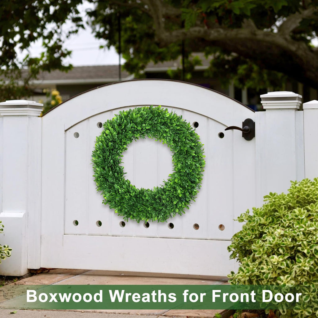 26Inch Green Boxwood Wreaths for Front Door Realistic All Season Eucalyptus