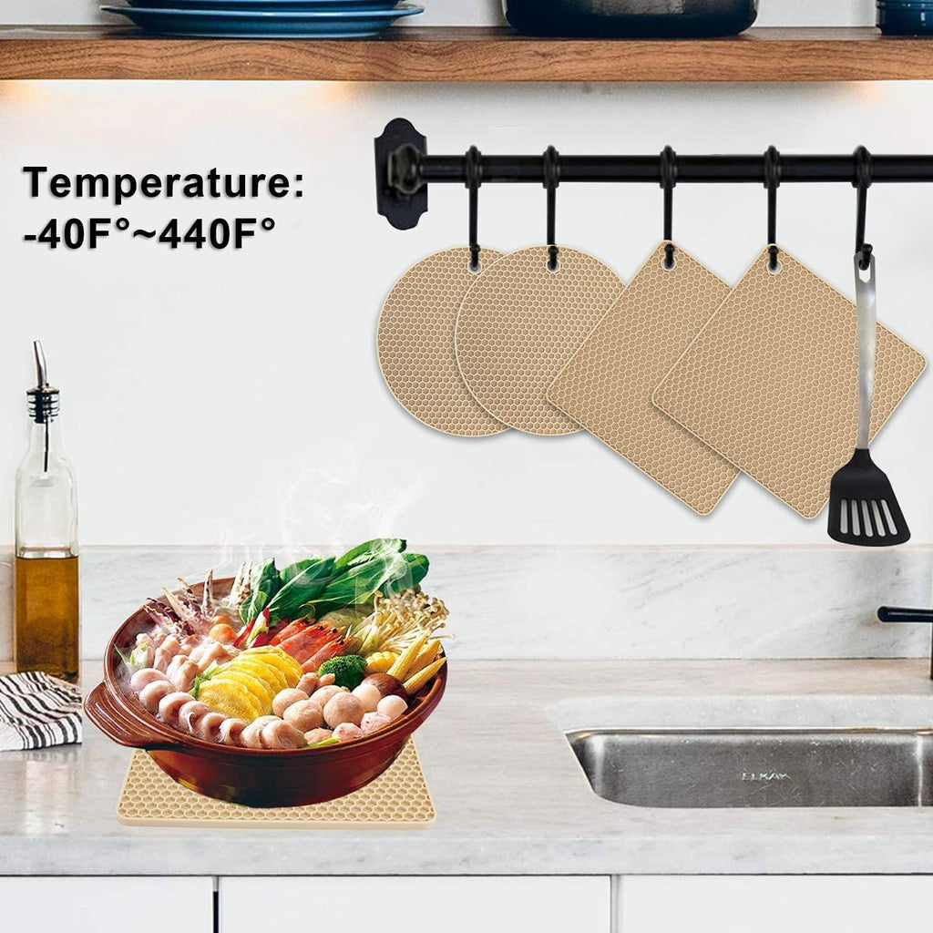 Silicone Trivets for Hot Pots and Pans, Pot Holders Hot Pads, Non-Slip & Heat Resistant Silicone Mats Counter - Set of 4