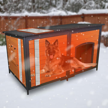 Outdoor XXL Insulated Wooden Dog House Weatherproof Chew Resistant Frame