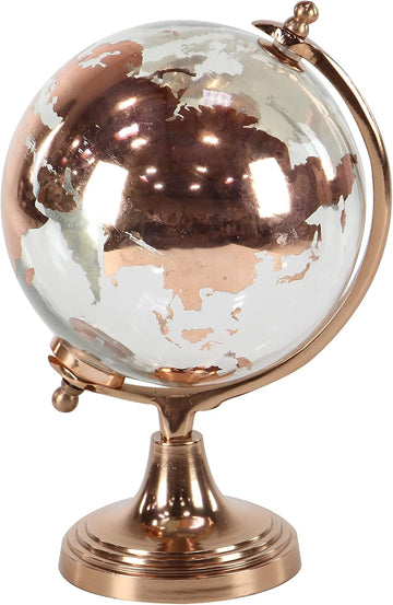 Aluminum Globe with Tiered Base, 9" x 8" x 13", Copper