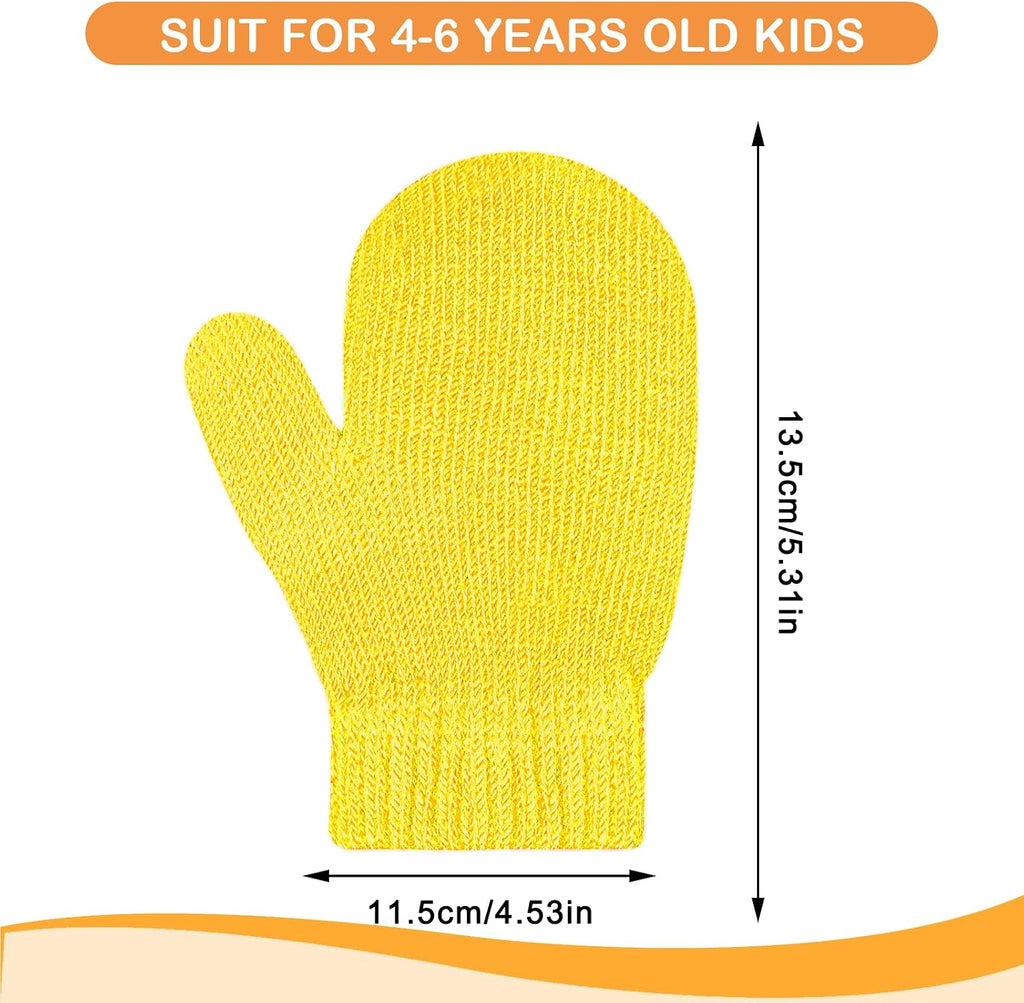 12 Pairs Toddler Mittens Kids Knit Warm Mittens Children Solid Winter Gloves for Baby Girls Boys