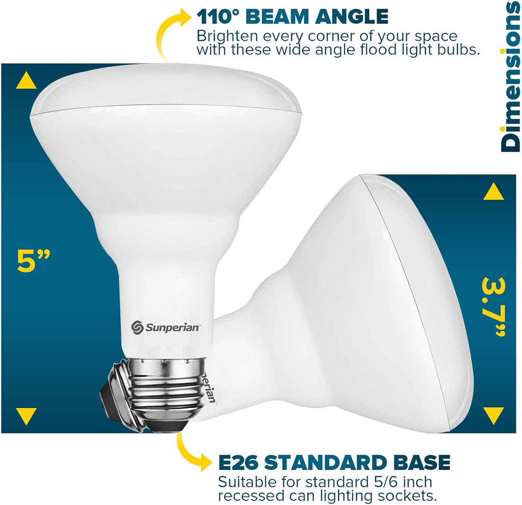BR30 LED Bulb, 8.5W=65W, 4000K Cool White, 800 Lumens, Dimmable Flood Light Bulbs for Recessed Cans, Enclosed Fixture