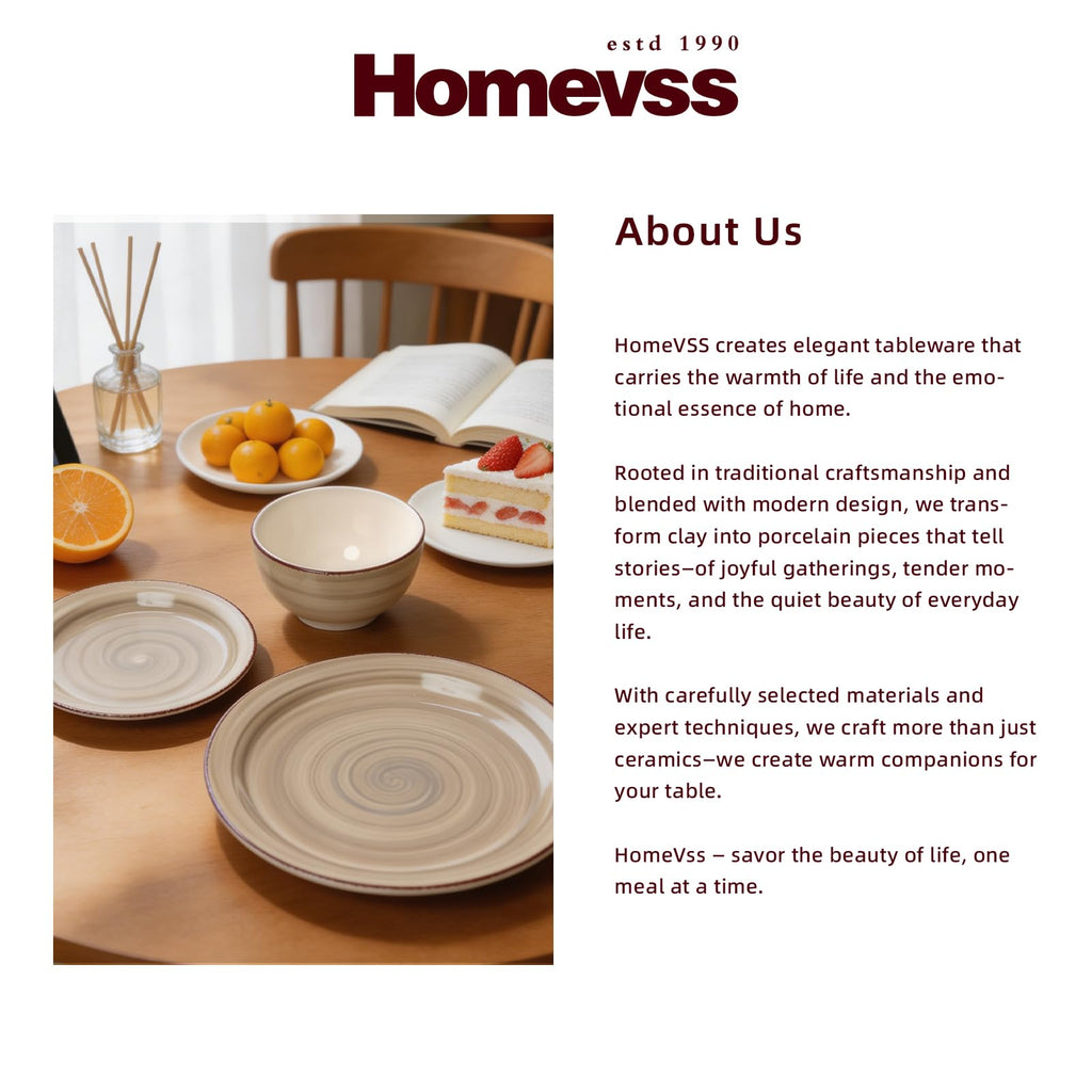 Stoneware Dinnerware Set, 12 Piece Service for 4, Plates and Bowls with 10.5" Dinner Plates, 8" Salad Plates, 5.5"